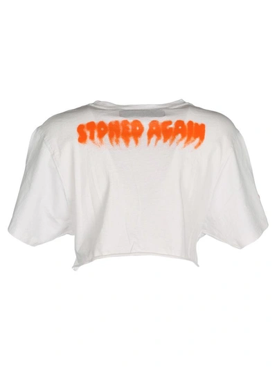 Shop Heron Preston Tshirt Crop Stoned In White + Orange