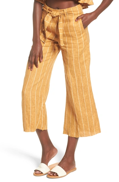 Shop Faithfull The Brand Como Wide Leg Crop Linen Pants In Copenhagen Stripe