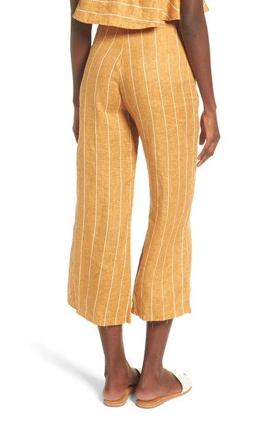 Shop Faithfull The Brand Como Wide Leg Crop Linen Pants In Copenhagen Stripe