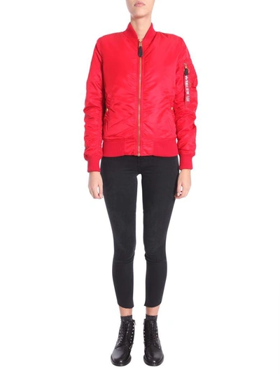 Shop Alpha Industries Nylon Bomber Jacket In Rosso