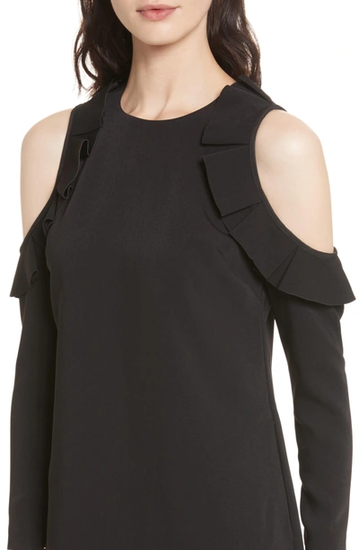 Siiara Frill Cold Shoulder Shift Dress In Black