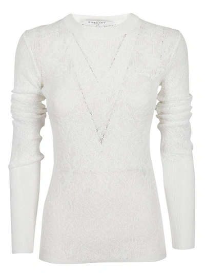 Shop Givenchy Floral Knitted Top In Bianco