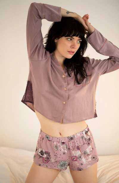 Midnight Bakery Cropped Sleep Top In Lilac
