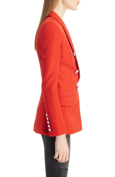 Shop Balmain Oversize Wool Blazer In Red