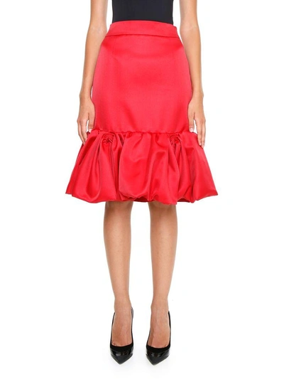 Shop Prada Double Mikado Skirt In Laccarosso