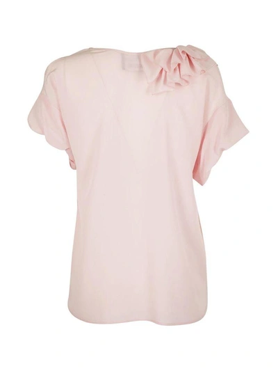 Shop Boutique Moschino Ruffled Neck T-shirt In Pink