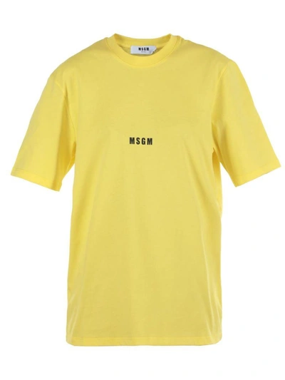 Shop Msgm Cotton T-shirt In Yellow