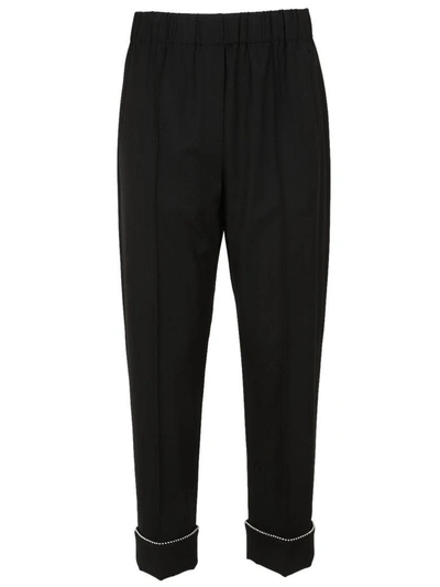 Shop Alexander Wang Trim Cropped Trousers In Onyx