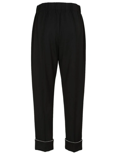 Shop Alexander Wang Trim Cropped Trousers In Onyx