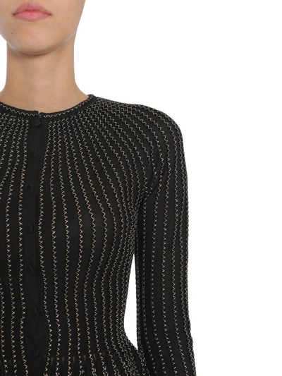 Shop Alexander Mcqueen Knit Peplum Cardigan In Nero