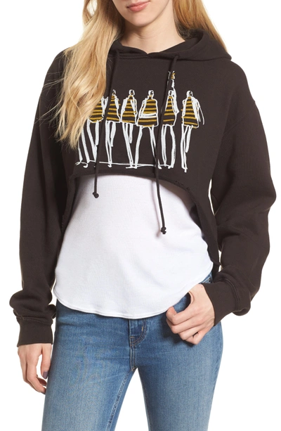 Junk Food X Donald Robertson Stripe Dresses High/low Hoodie In Black