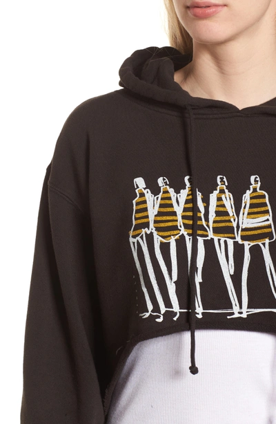 Junk Food X Donald Robertson Stripe Dresses High/low Hoodie In Black