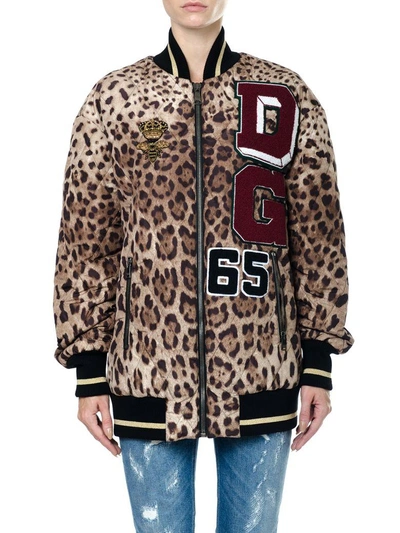 Shop Dolce & Gabbana Printed Nylon Bomber Jacket In Leo Print