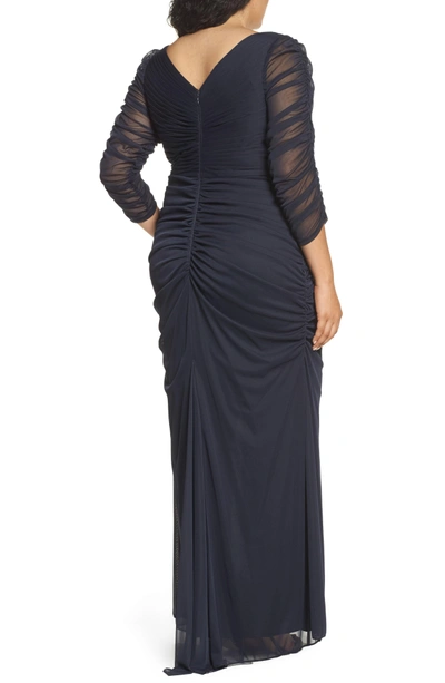 Shop Adrianna Papell Beaded Mesh Gown In Ink