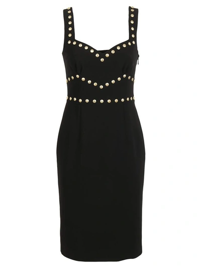 Shop Moschino Studded Dress In Black