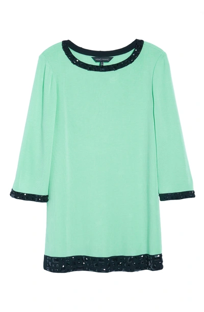 Shop Ming Wang Bead Trim Tunic In Herb/ Black