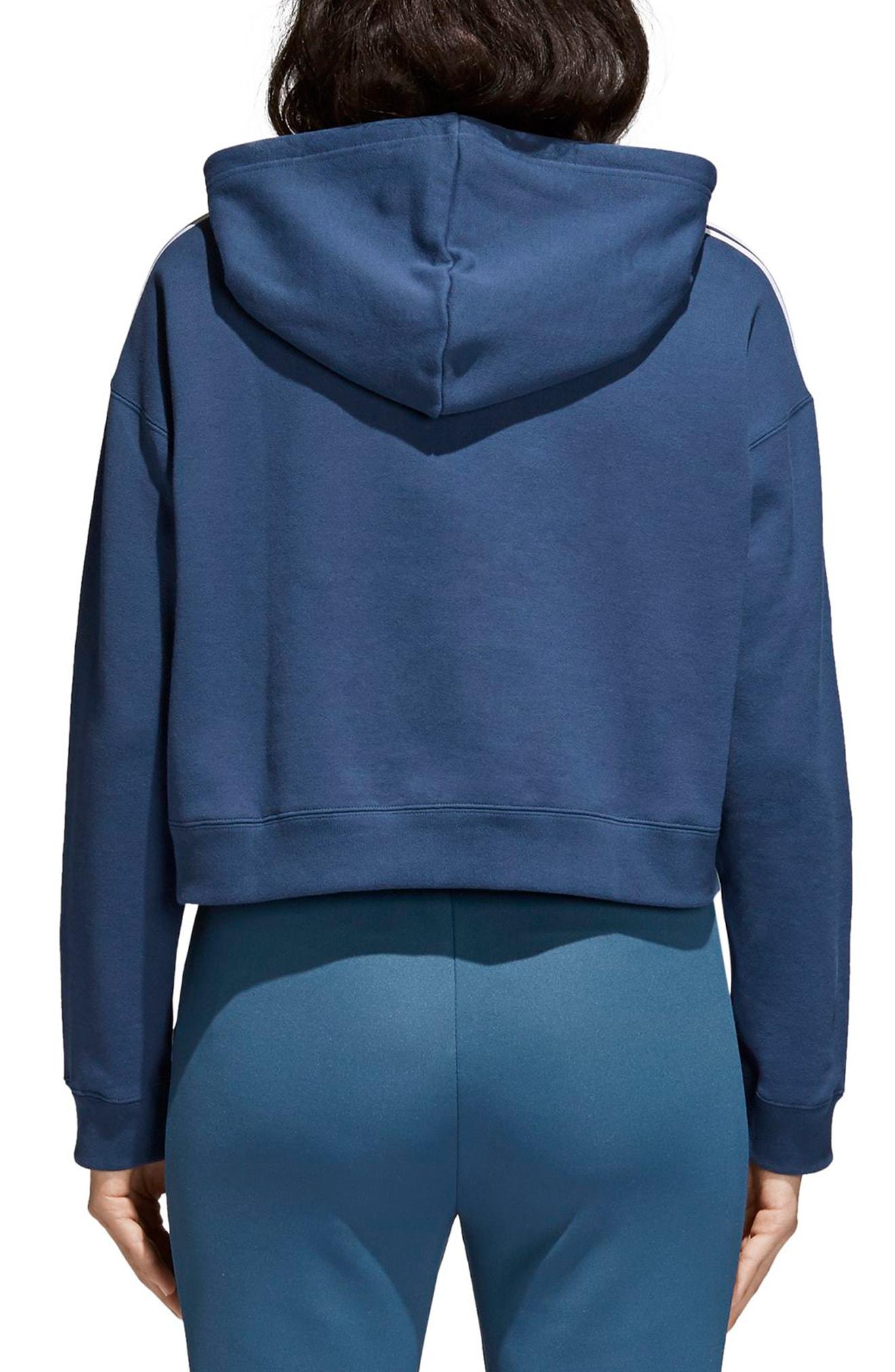 adidas cropped hoodie mineral blue