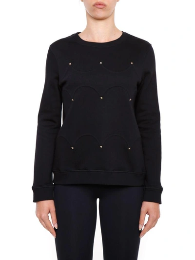 Shop Valentino Crew Neck Sweatshirt In Nero|nero