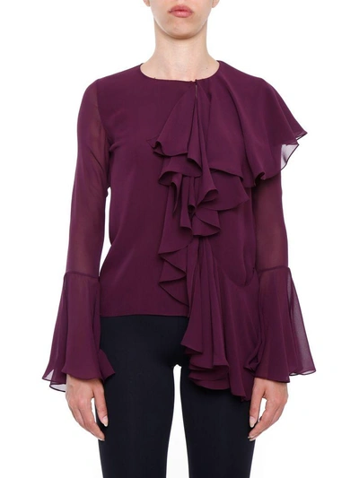 Shop Tom Ford Silk Blouse In Aubergine|rosso