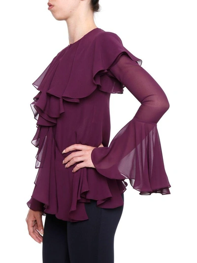 Shop Tom Ford Silk Blouse In Aubergine|rosso