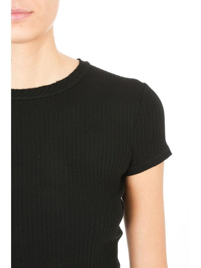 Shop Helmut Lang Crewneck Ribbed Tshirt In Black