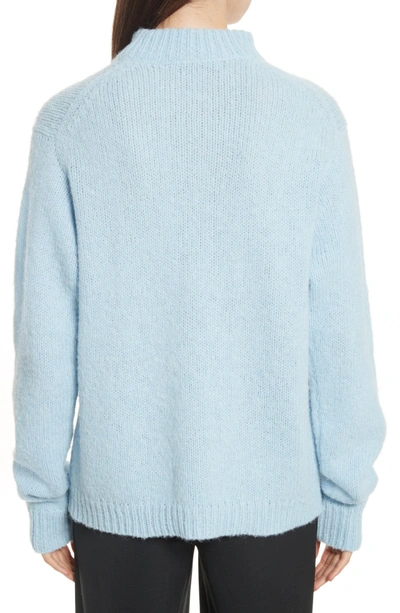 Shop Tibi Cozette Easy Mock Neck Pullover In Baby Blue