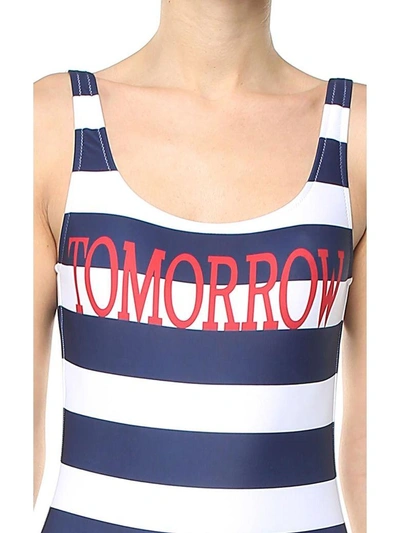 Shop Alberta Ferretti Tomorrow Striped Swimsuit In Blu