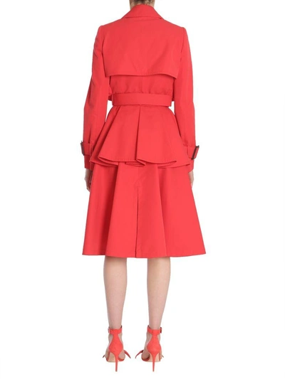 Shop Alexander Mcqueen Cotton Twill Trench Coat In Rosso