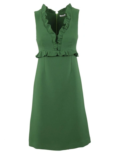 Shop P.a.r.o.s.h Frill Trim Dress In Verde