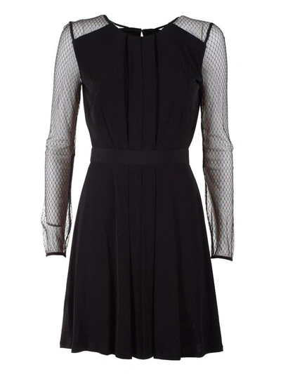 Shop Bcbg Max Azria Tulle And Stretch-jersey Mini Dress In Black