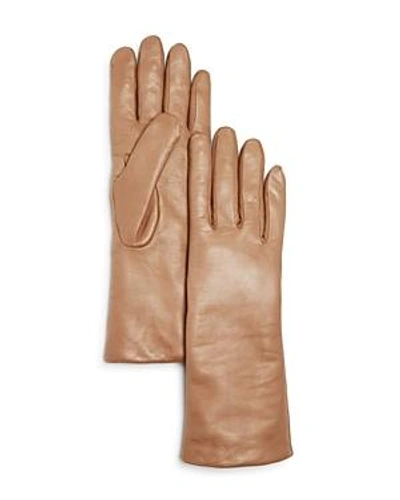 Shop Bloomingdale's Cashmere Lined Leather Gloves - 100% Exclusive In Taupe