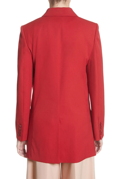 Shop Oscar De La Renta Stretch Wool Boyfriend Blazer In Ruby