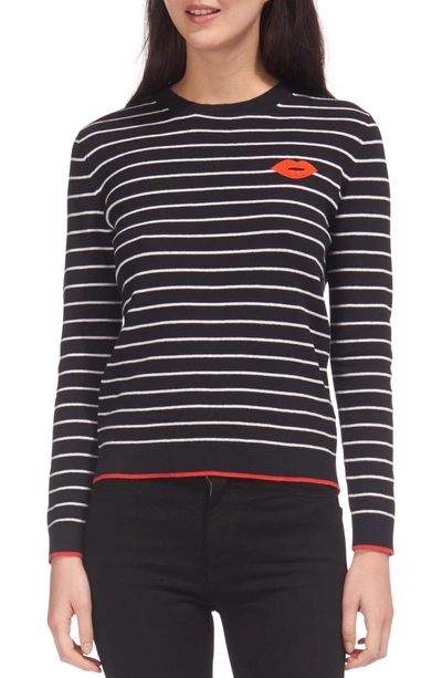 Shop Whistles Kiss Embroidered Stripe Sweater In Multicolor