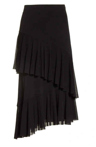 Shop Fuzzi Ruffle Tulle Midi Skirt In Nero