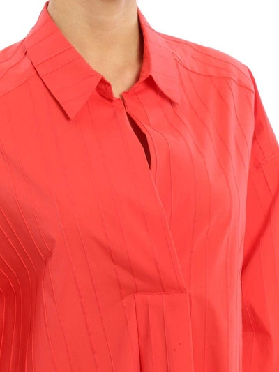 Shop Blumarine Ribbed Polo Shirt In Red