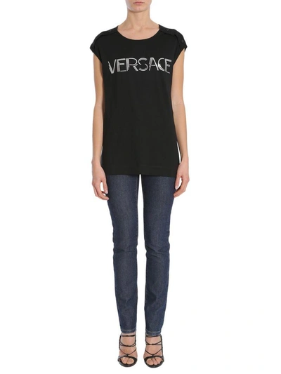 Shop Versace Oversize Top In Nero