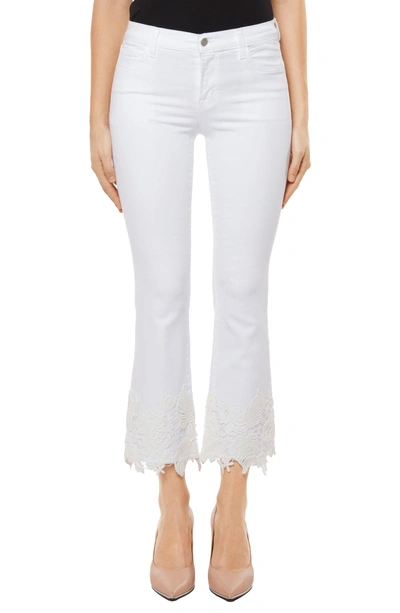 Shop J Brand Selena Crop Bootcut Jeans In White Lace