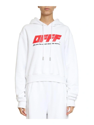 Shop Off-white Off Cotton Hoodie In Bianco