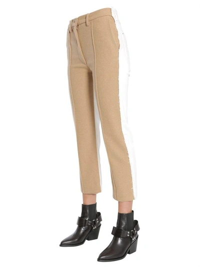 Shop Mm6 Maison Margiela Mixed Material Trousers In Bianco