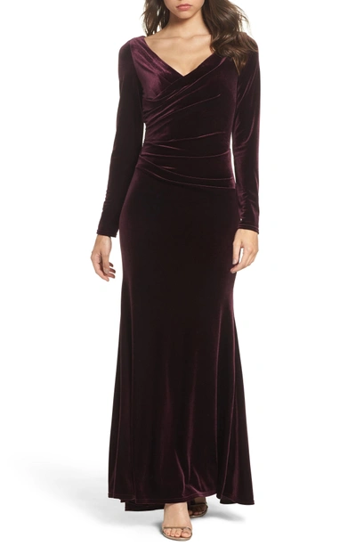 Shop Vince Camuto Velvet Gown In Maroon