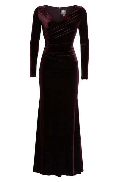 Shop Vince Camuto Velvet Gown In Maroon