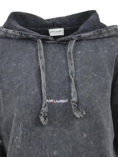 Shop Saint Laurent Grey Vintage Hoodie In Lead