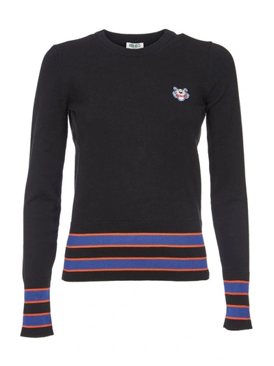 Shop Kenzo Tiger Knit Sweatshirt In Noir