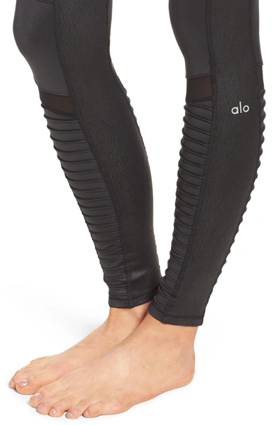 Shop Alo Yoga High Waist Moto Leggings In Black Performance Leather