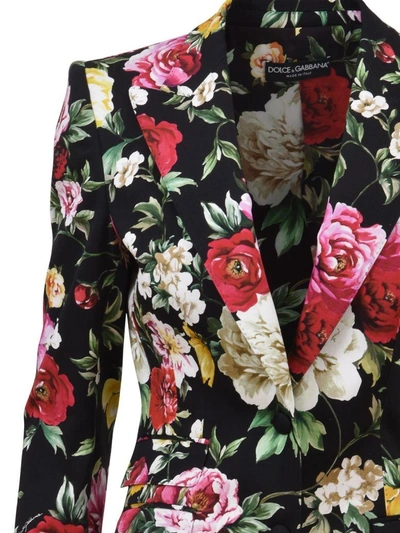 Shop Dolce & Gabbana Floral Cotton Blazer In Nero-multicolor