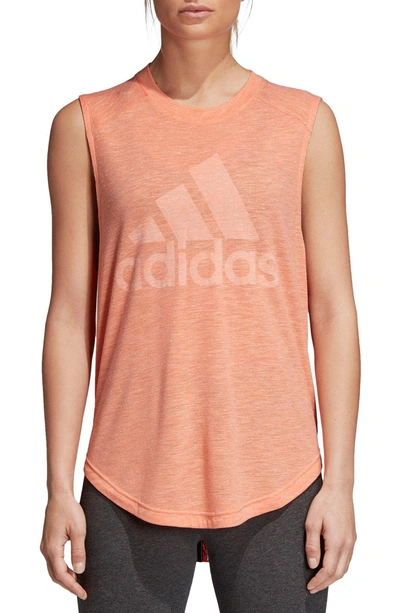 Shop Adidas Originals Original Muscle Tank In Chalk Coral