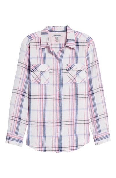 Shop Tommy Bahama Palazzo Plaid Shirt In White