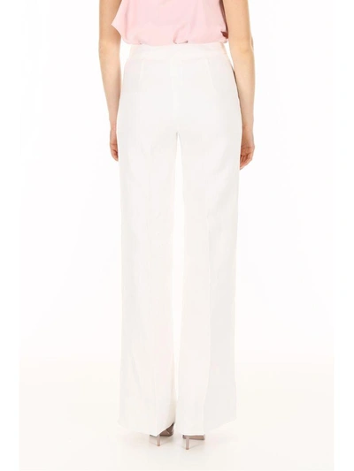 Shop Max Mara Linen Trousers In Bianco Avorio|bianco