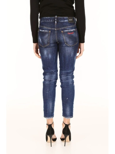 Shop Dsquared2 Cropped Super Skinny Jeans In Blue Denimblu