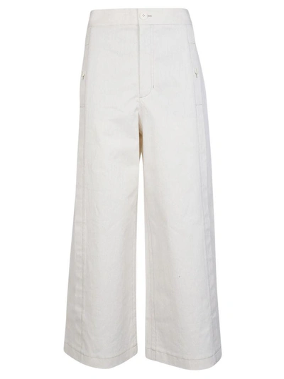 Shop Helmut Lang Wide Leg Trousers In Bianco